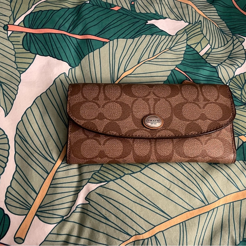 Coach Brown Monogram Clutch Wristlet